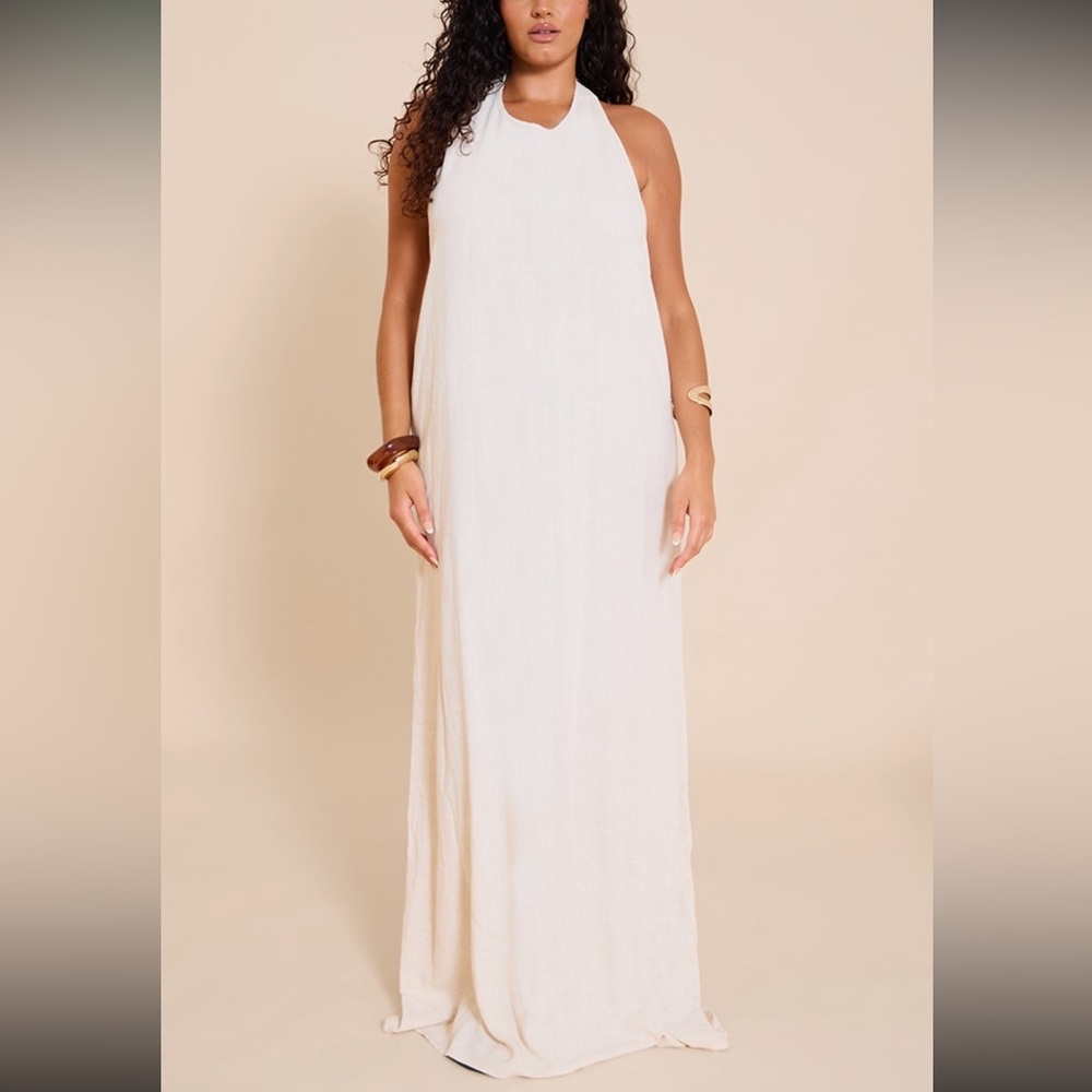 Natural Textured Scoop Back Maxi Dress